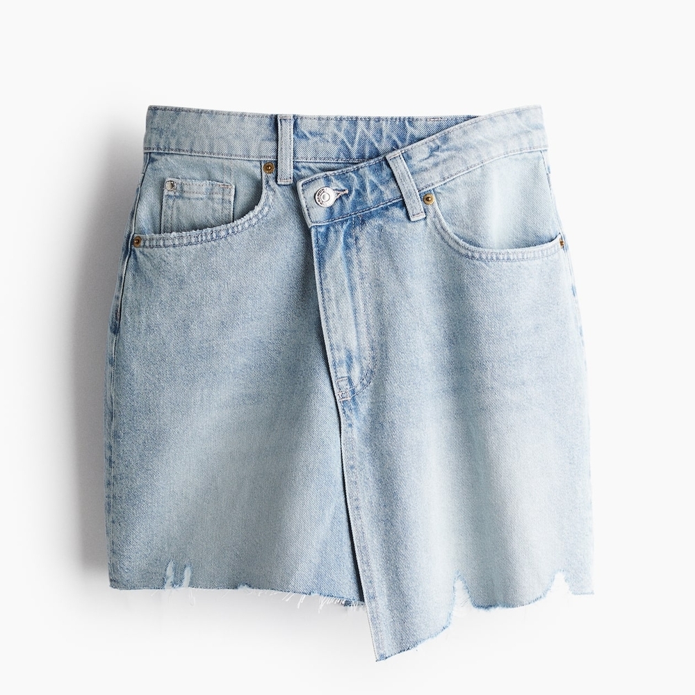 H&M Denim Mini Skirt - Asymmetric Hem